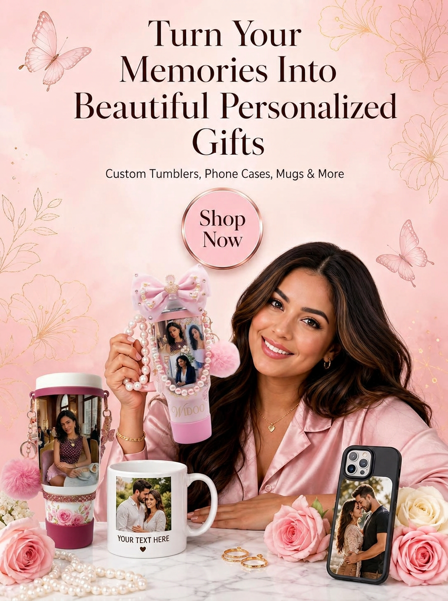 Turn Your Memories Into Beautiful Personalized Gifts — custom tumblers, phone cases and mugs